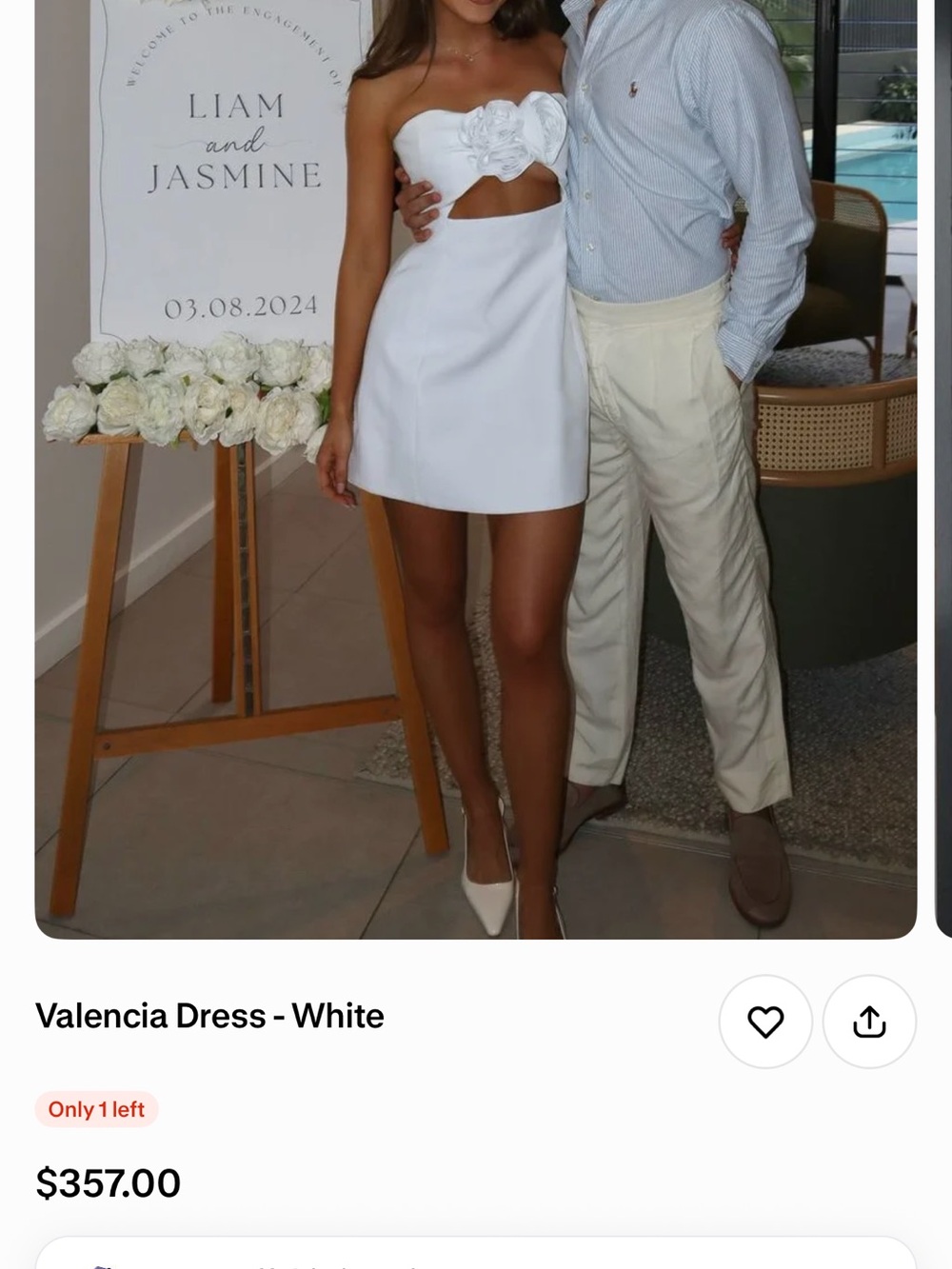 Boutique White Strapless Cutout Mini Dress engagement/wedding